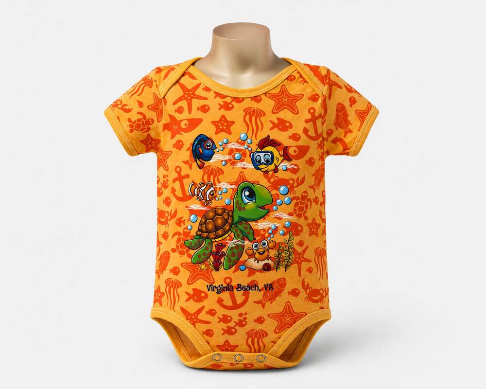 Art on T's Virginia Beach Sea Life Graphic Baby Bodysuit